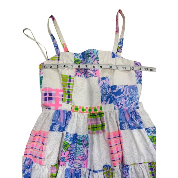 Lilly Pulitzer Alision Patchwork Tiered Dress Sleeveless Pastel Cotton Size 2 - Picture 8 of 10